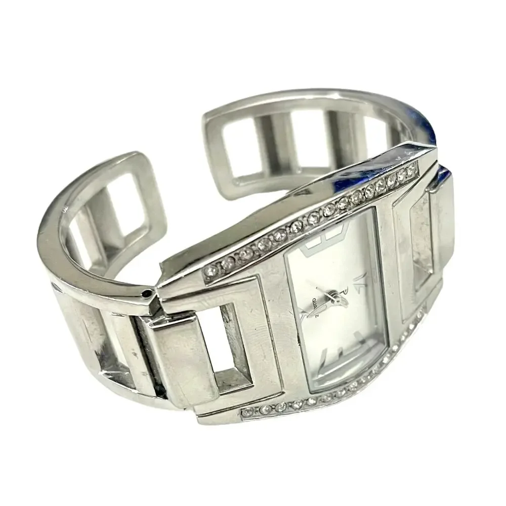 Women's SILVER Tone RHINESTONE BRACELET Watch - NEW BATTERY